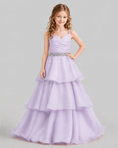 Lilac Ball Gown Girls Pageant Dresses Front