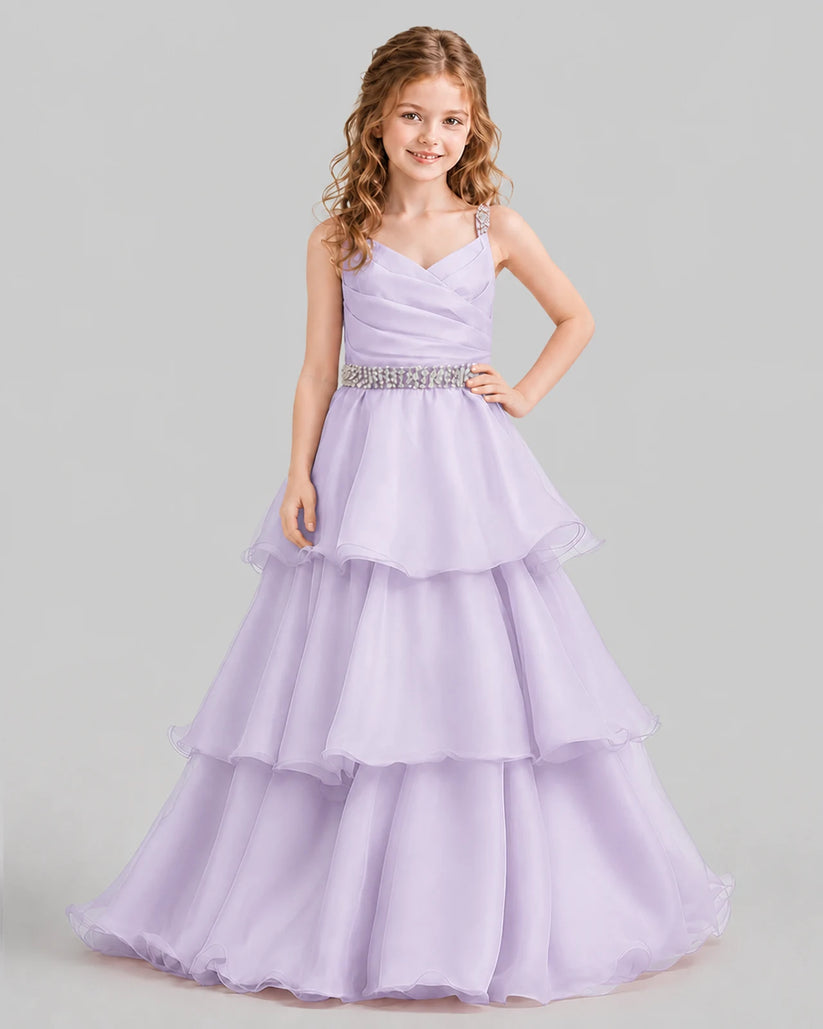 Lilac Ball Gown Girls Pageant Dresses Front