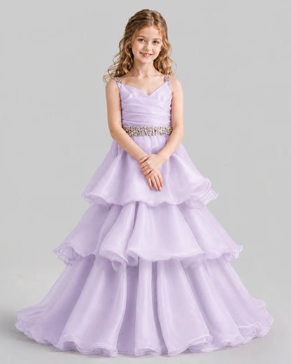 Lilac Ball Gown Girls Pageant Dresses Pose