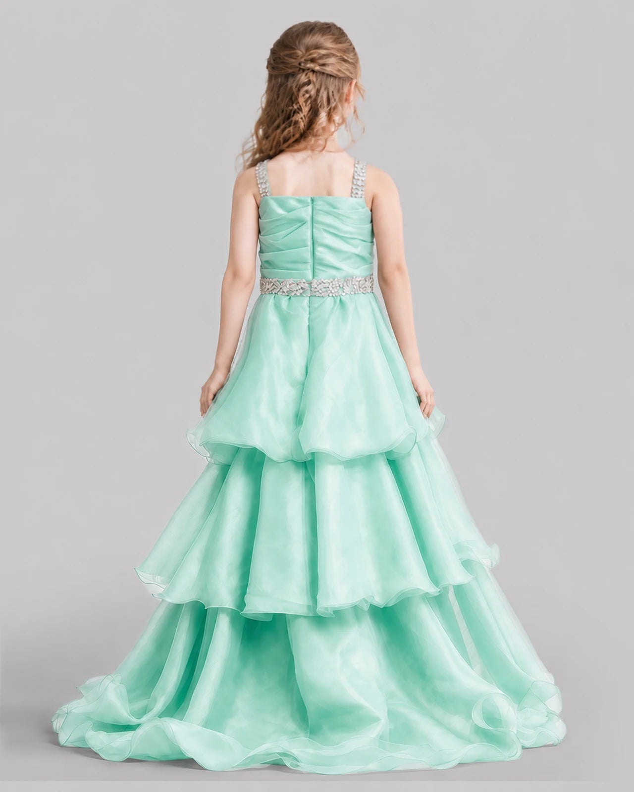 Mint Green Ball Gown Girls Pageant Dresses Back