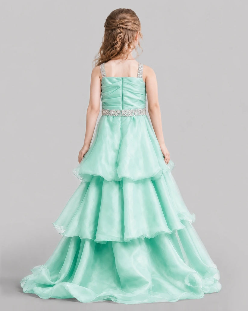 Mint Green Ball Gown Girls Pageant Dresses Back