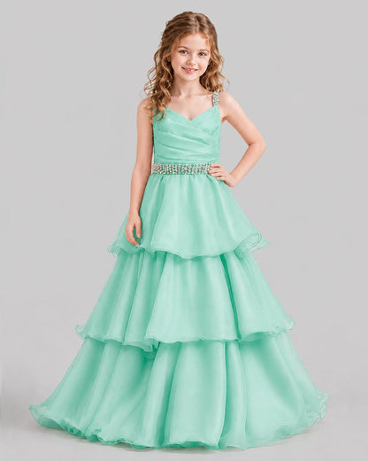 Mint Green Ball Gown Girls Pageant Dresses Front