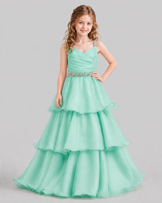 Mint Green Ball Gown Girls Pageant Dresses Front