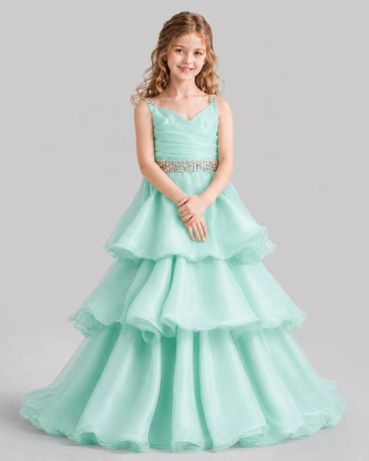 Mint Green Ball Gown Girls Pageant Dresses Pose
