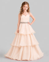 Peach Ball Gown Girls Pageant Dresses Front