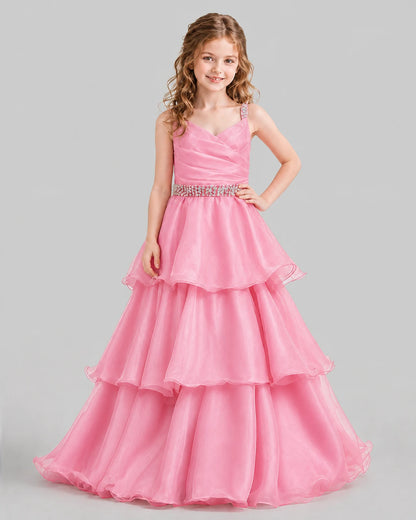 Pink Ball Gown Girls Pageant Dresses Front