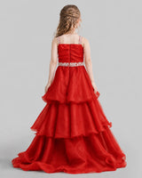 Red Ball Gown Girls Pageant Dresses Back