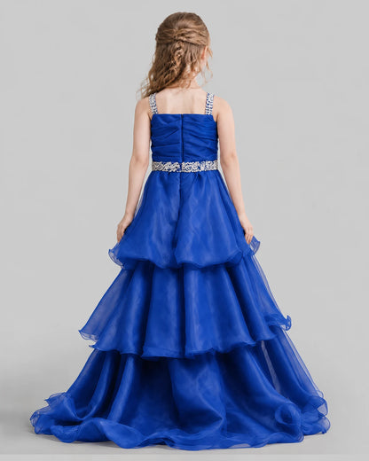 Royal Blue Ball Gown Girls Pageant Dresses Back