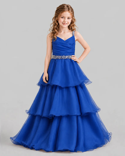 Royal Blue Ball Gown Girls Pageant Dresses Front