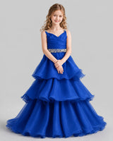 Royal Blue Ball Gown Girls Pageant Dresses Pose