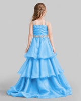 Sky Blue Ball Gown Girls Pageant Dresses Back