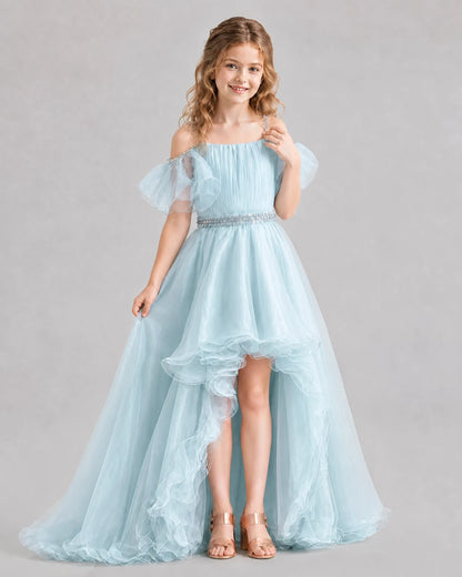 Baby Blue A-line Girls Pageant Dresses Pose