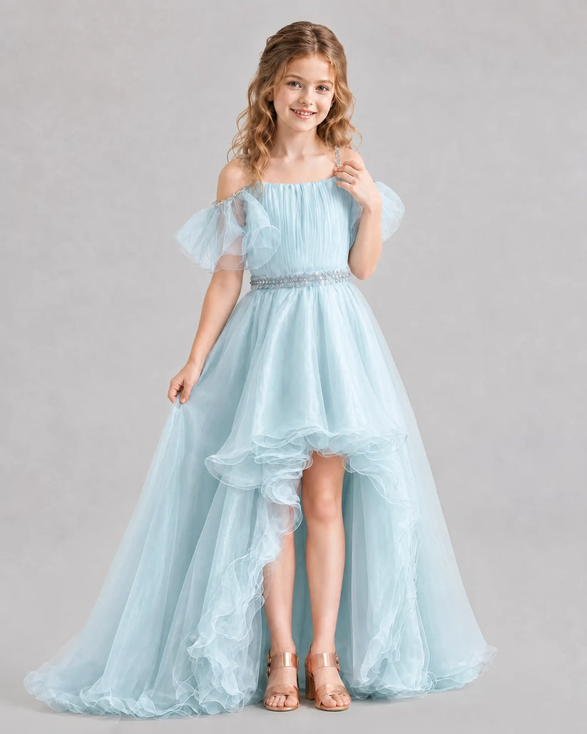 Baby Blue A-line Girls Pageant Dresses Pose