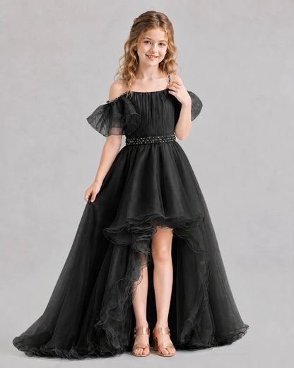 Black A-line Girls Pageant Dresses Pose