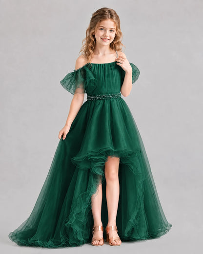 Dark Green A-line Girls Pageant Dresses Pose