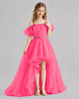 Hot Pink A-line Girls Pageant Dresses Pose