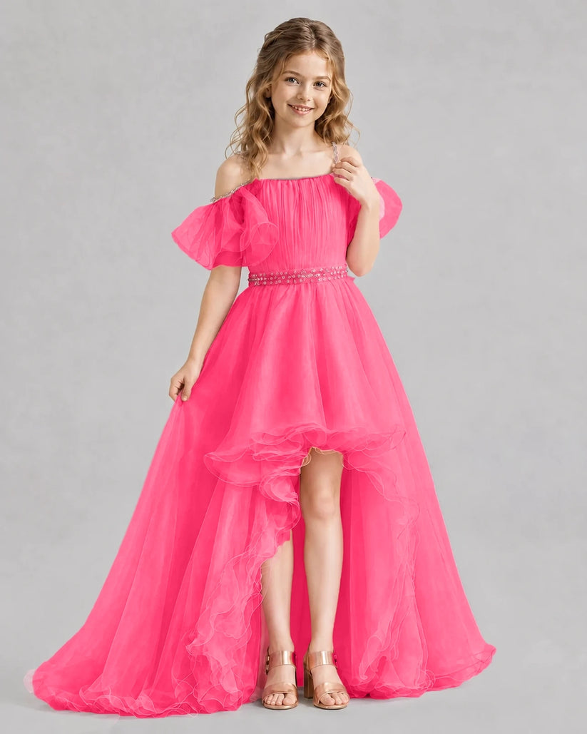 Hot Pink A-line Girls Pageant Dresses Pose