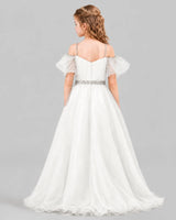 Ivory A-line Girls Pageant Dresses Back