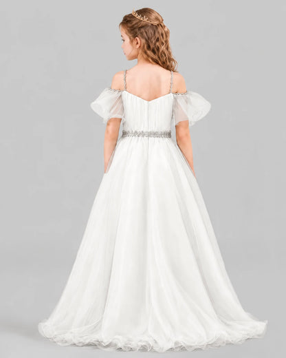 Ivory A-line Girls Pageant Dresses Back