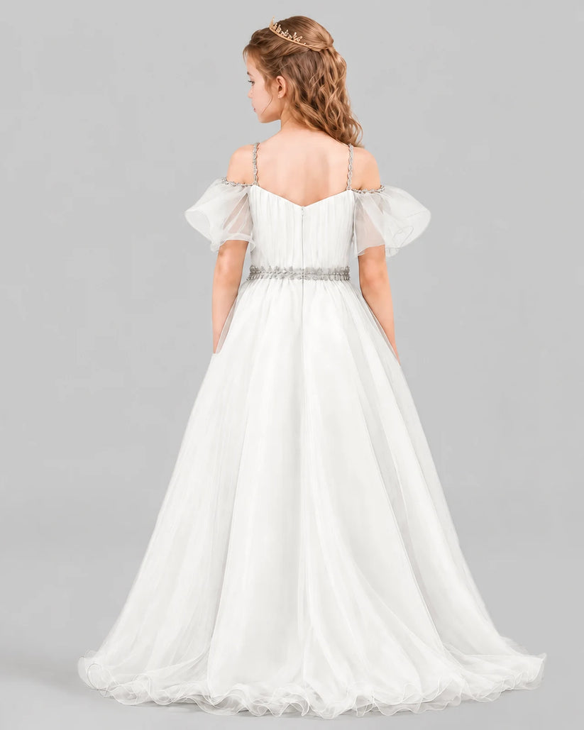 Ivory A-line Girls Pageant Dresses Back