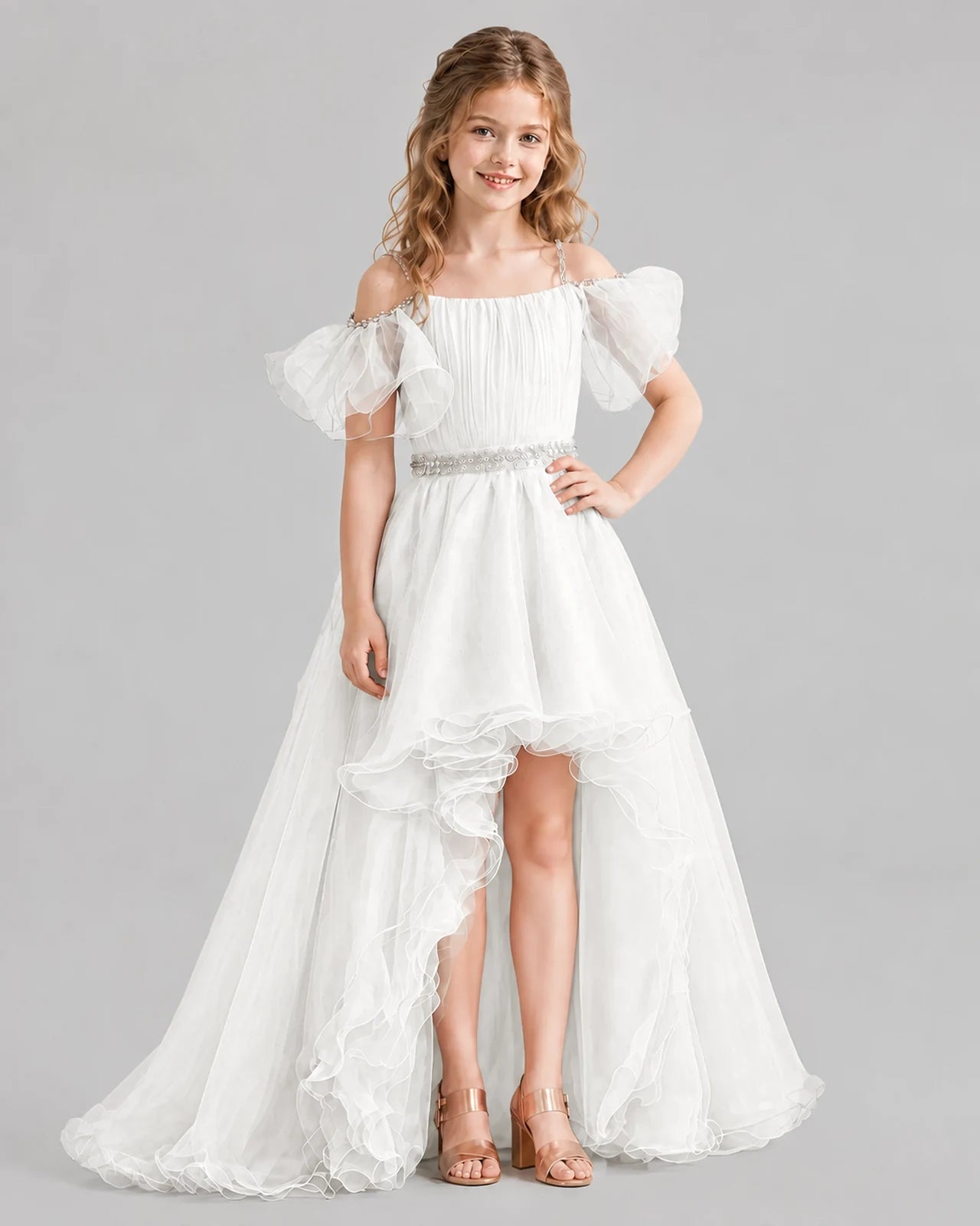 Ivory A-line Girls Pageant Dresses Front