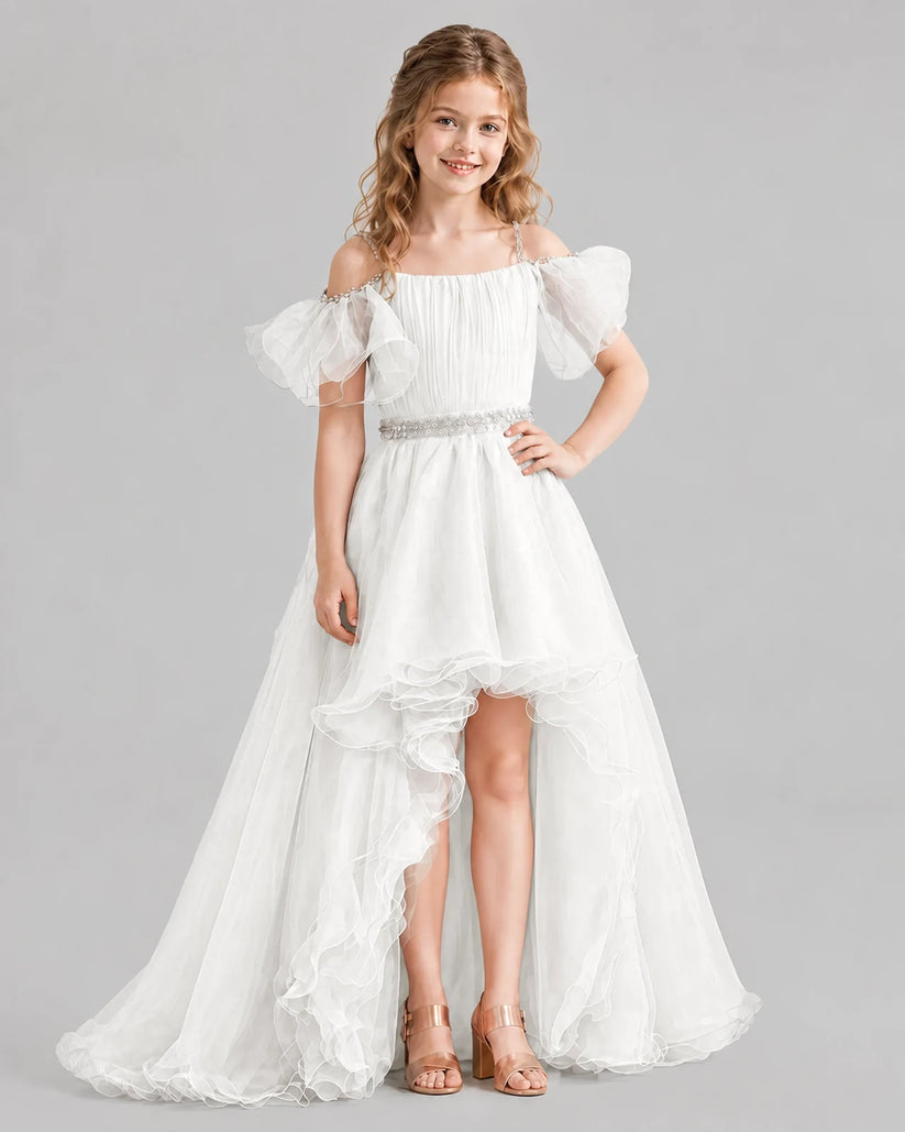 Ivory A-line Girls Pageant Dresses Front