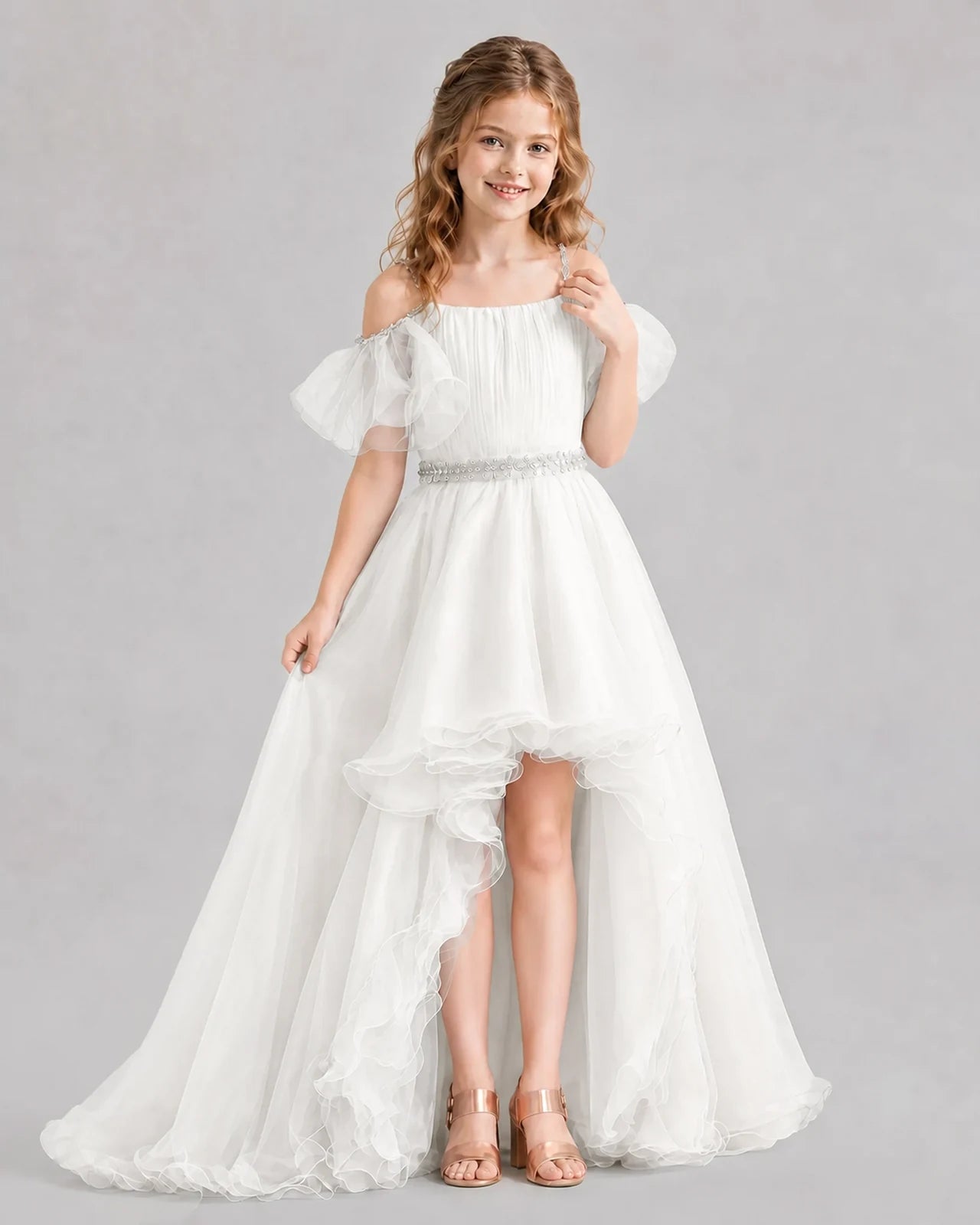 Ivory A-line Girls Pageant Dresses Pose