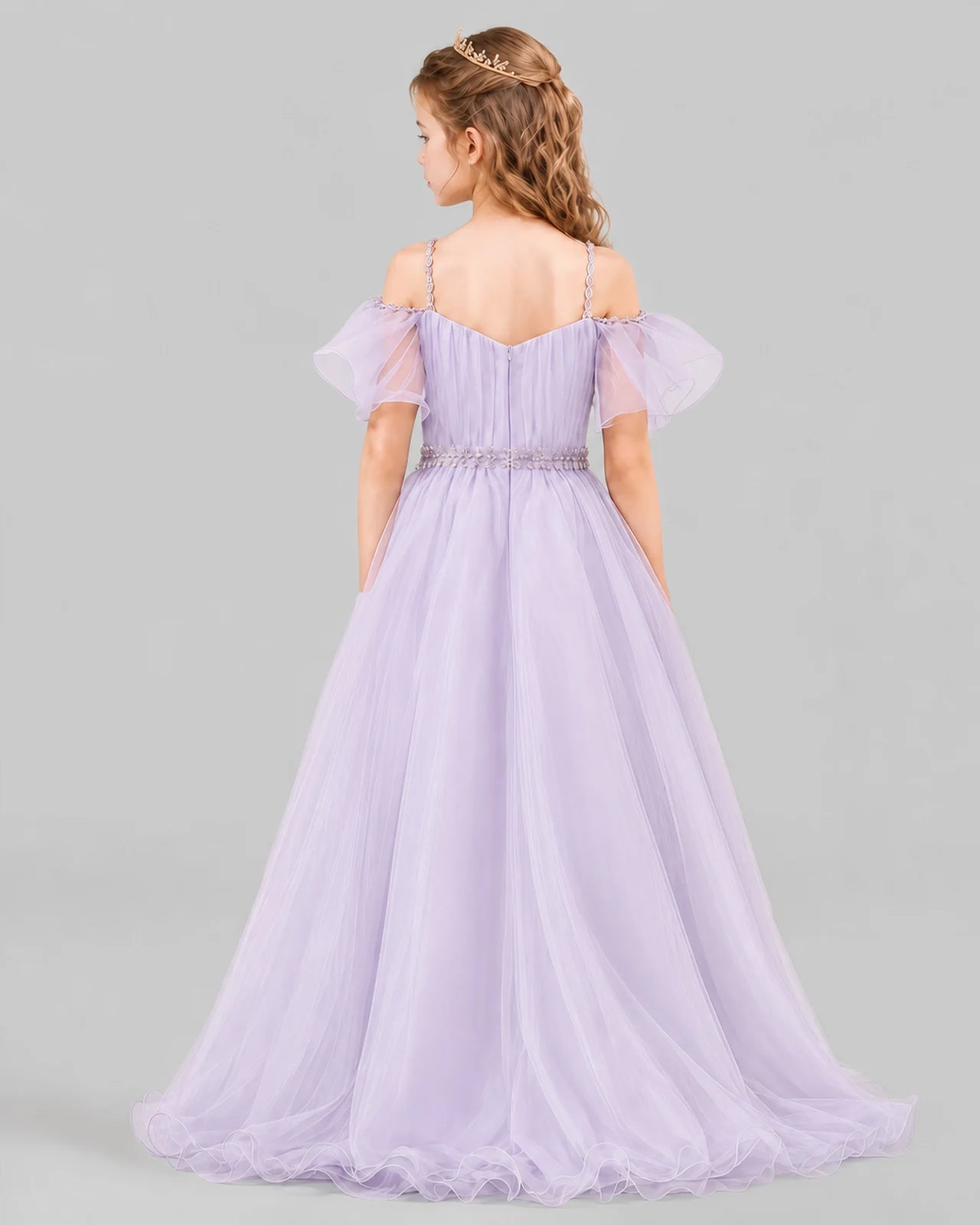 Lilac A-line Girls Pageant Dresses Back