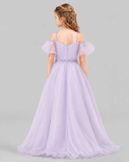 Lilac A-line Girls Pageant Dresses Back