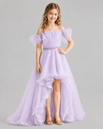 Lilac A-line Girls Pageant Dresses Front