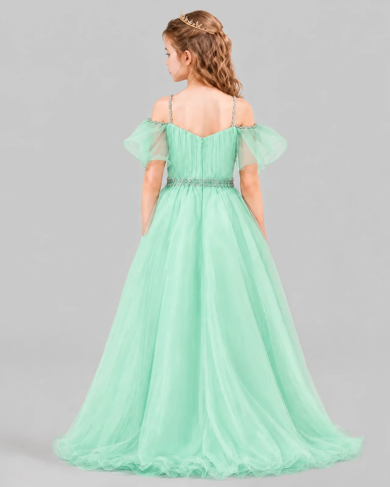 Mint Green A-line Girls Pageant Dresses Back