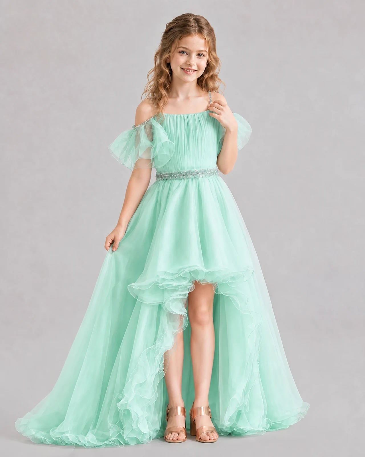 Mint Green A-line Girls Pageant Dresses Pose