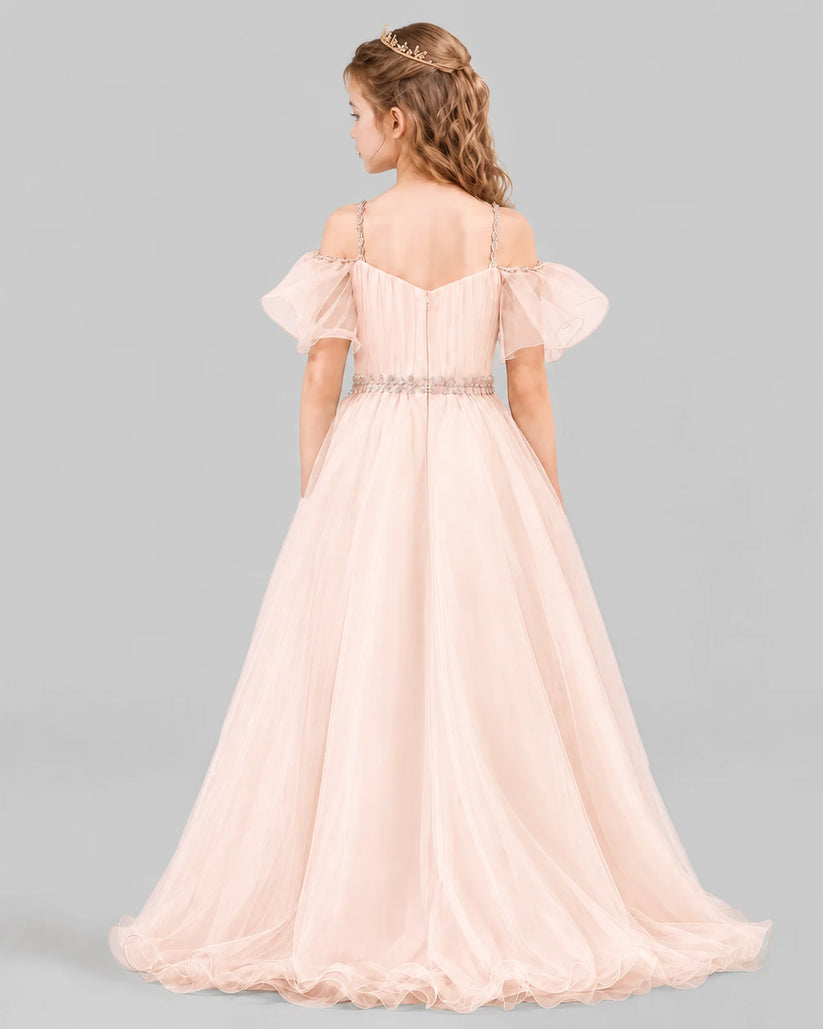 Peach A-line Girls Pageant Dresses Back