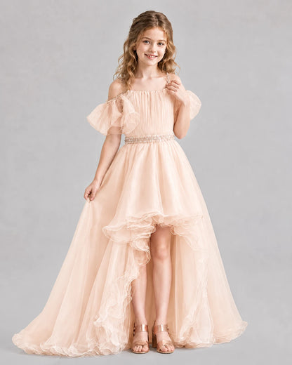 Peach A-line Girls Pageant Dresses Pose