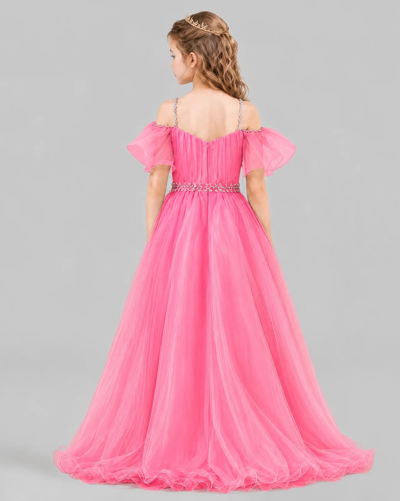 Pink A-line Girls Pageant Dresses Back