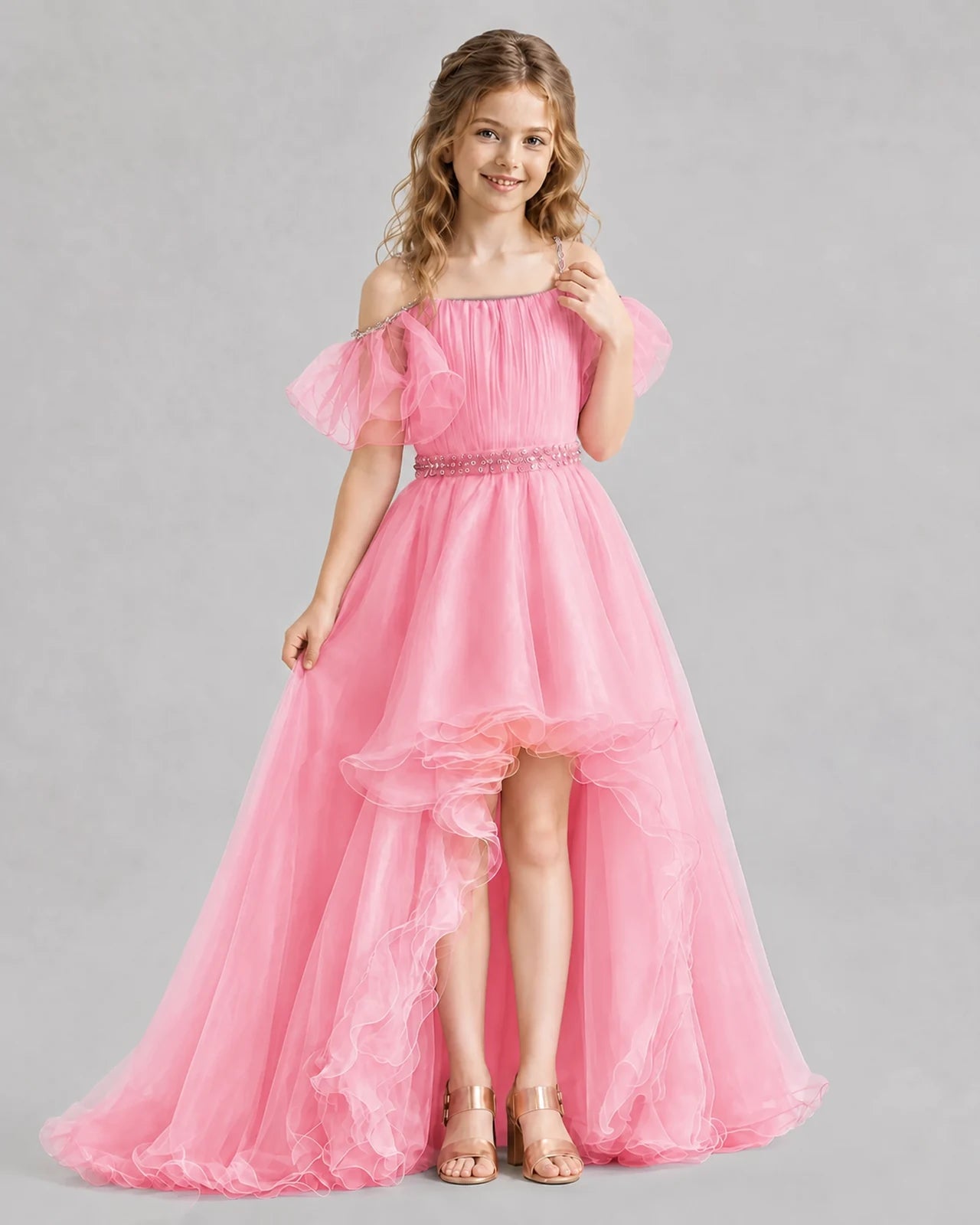 Pink A-line Girls Pageant Dresses Pose