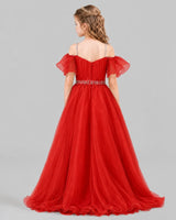 Red A-line Girls Pageant Dresses Back