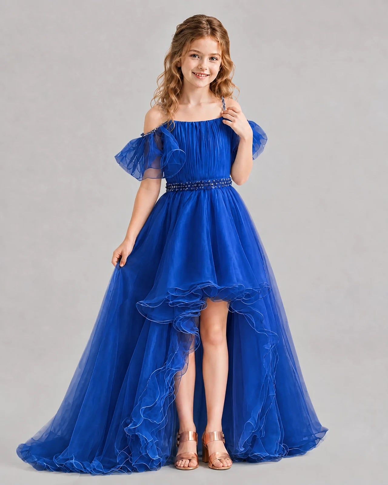 Royal Blue A-line Girls Pageant Dresses Pose