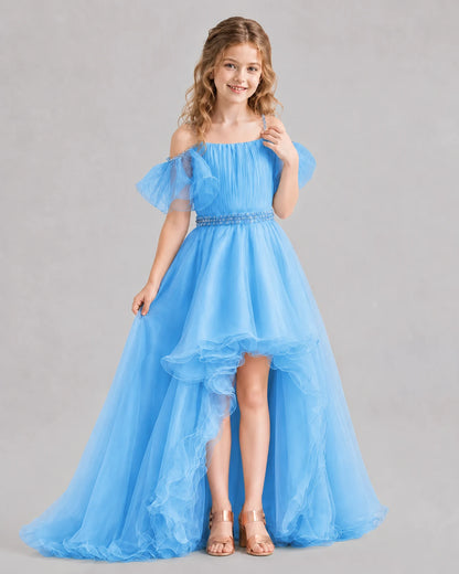 Sky Blue A-line Girls Pageant Dresses Pose