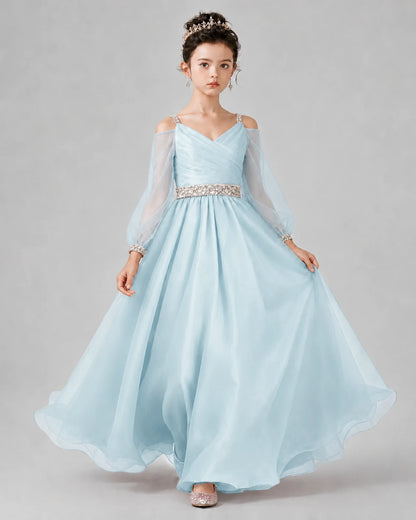 Baby Blue A-line Girls Pageant Dresses Front