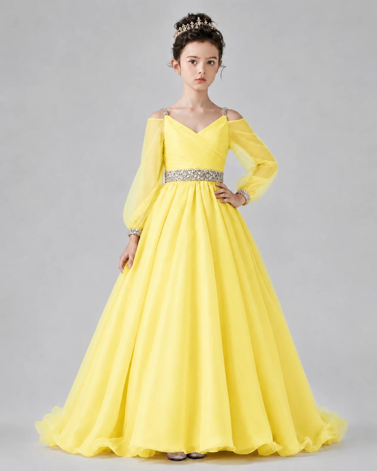 Daffodil A-line Girls Pageant Dresses Pose
