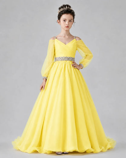 Daffodil A-line Girls Pageant Dresses Pose