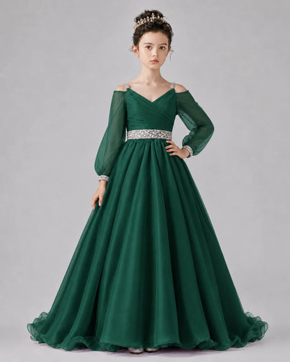 Dark Green A-line Girls Pageant Dresses Pose