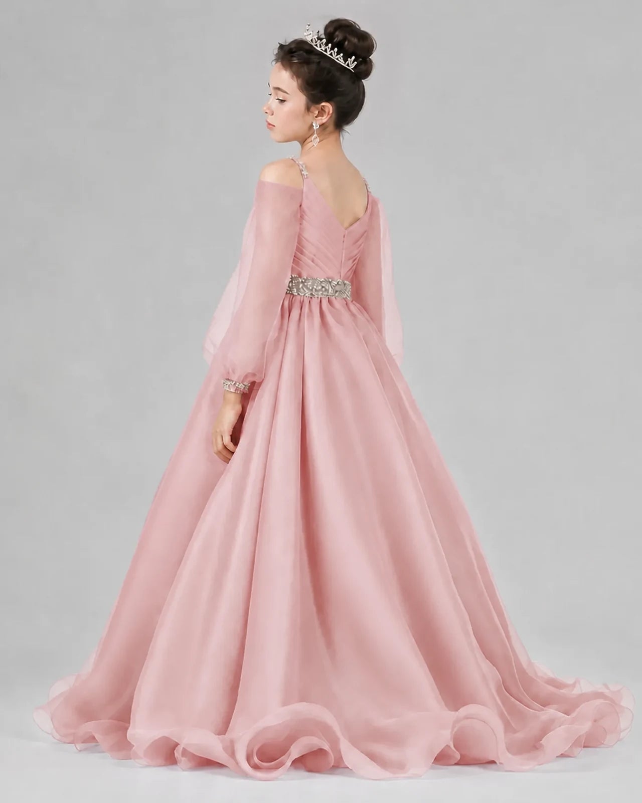 Dusty Rose A-line Girls Pageant Dresses Back