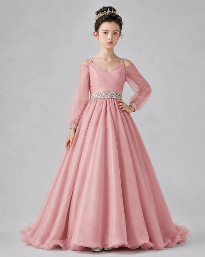 Dusty Rose A-line Girls Pageant Dresses Pose