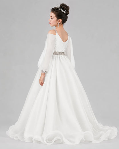 Ivory A-line Girls Pageant Dresses Back