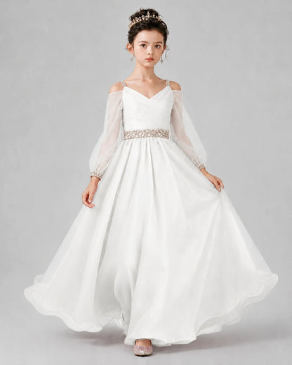 Ivory A-line Girls Pageant Dresses Front
