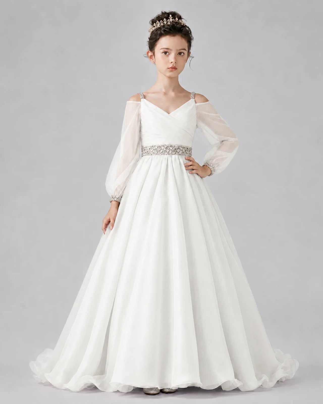 Ivory A-line Girls Pageant Dresses Pose