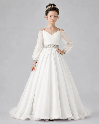 Ivory A-line Girls Pageant Dresses Pose