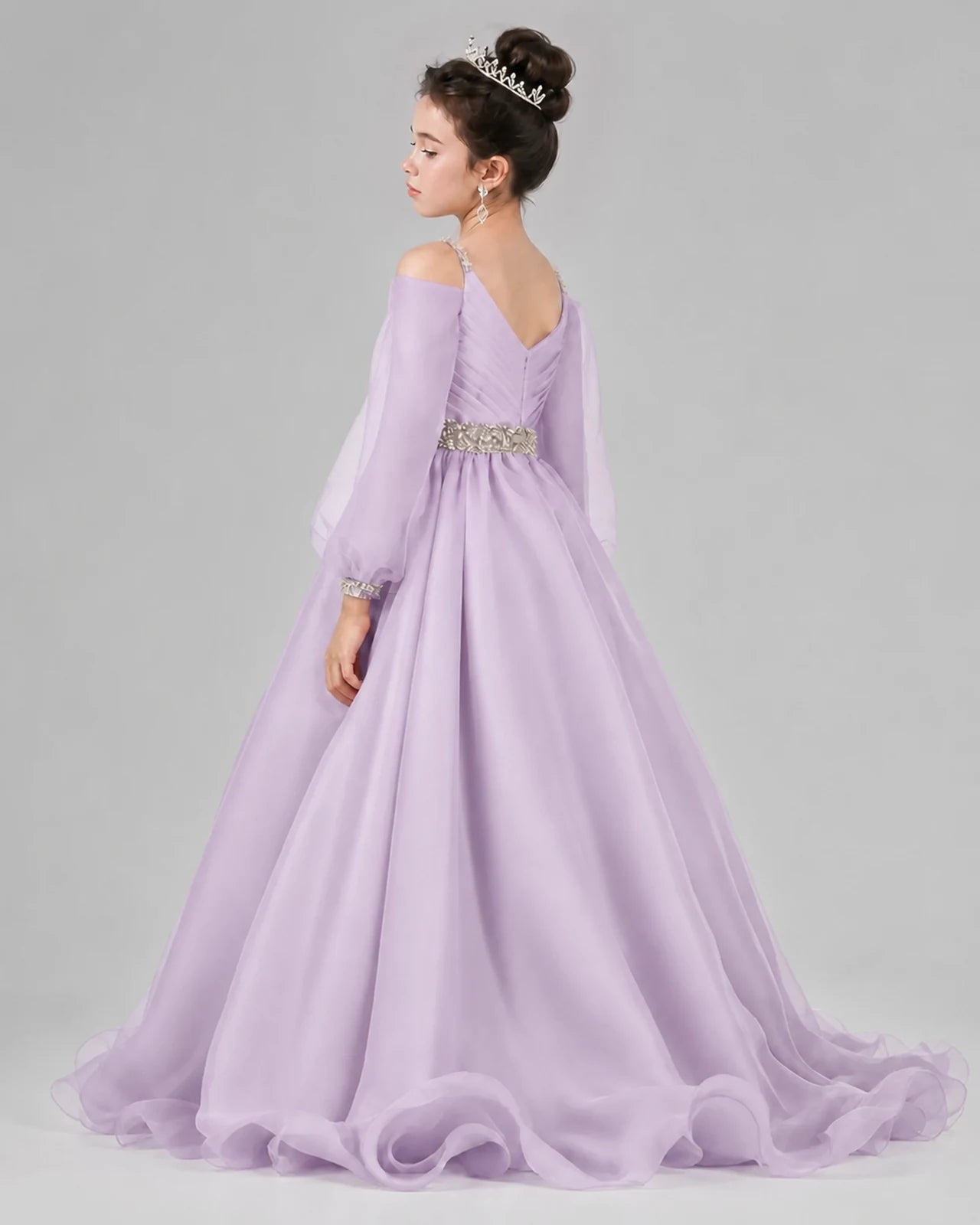 Lilac A-line Girls Pageant Dresses Back